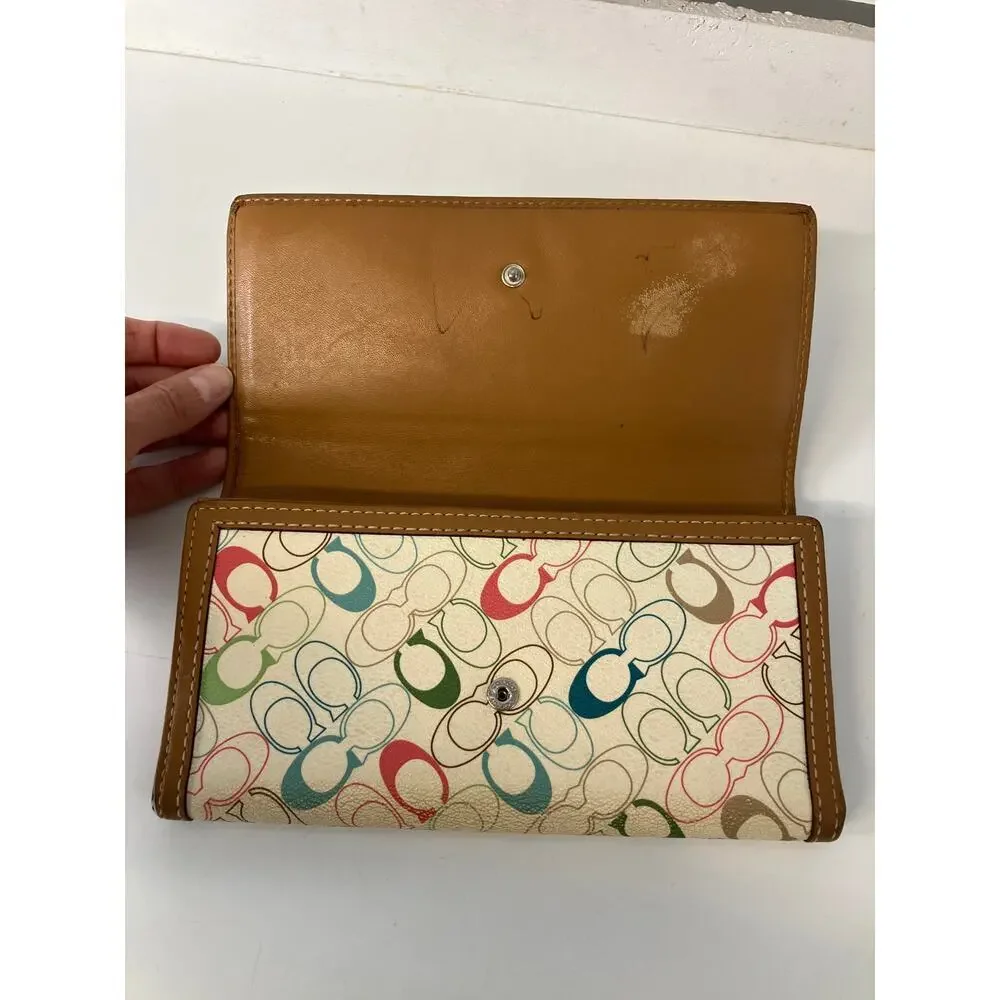 COACH SIGNATURE MULTI COLOR SIGNATURE LEATHER WALLET